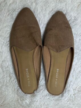 Sun + Stone Tan Suede Pointed-Toe Mules